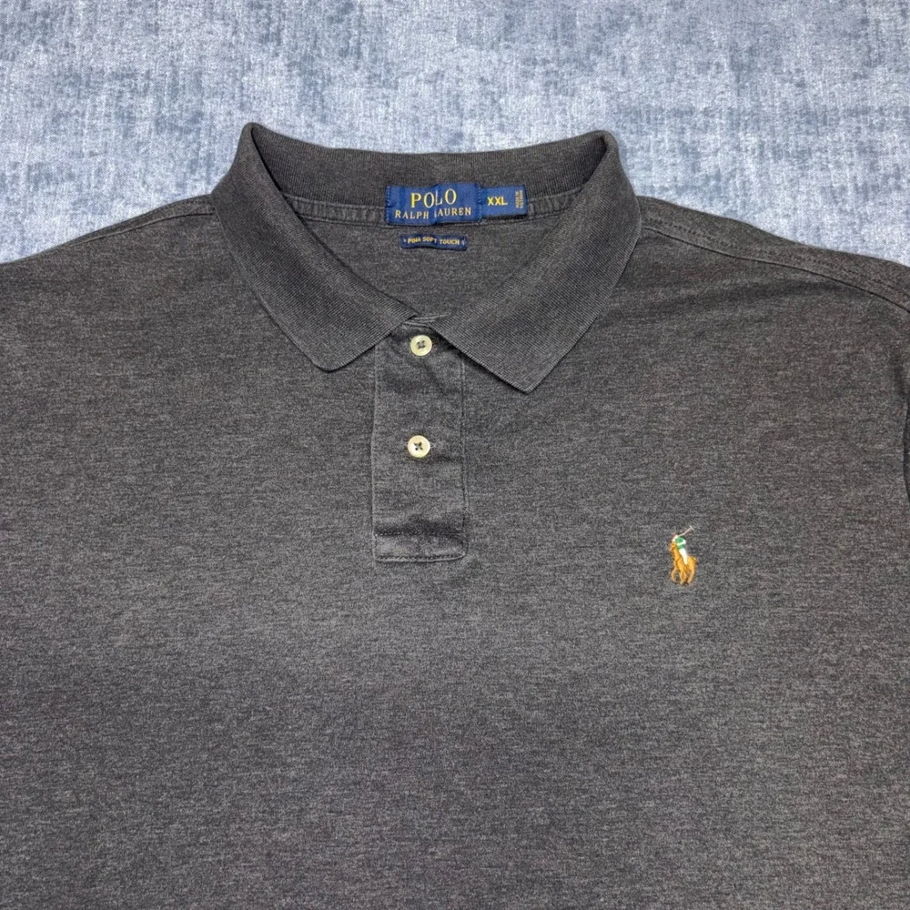 Polo Ralph Lauren Mens XXL Charcoal Grey Pima Soft Touch Short Sleeve Polo Shirt